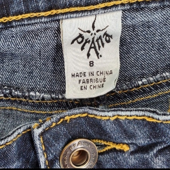 Prana Jeans Womens 8 Blue Bootcut Dark Blue Stretch Embroidered 27x32.5 - Picture 2 of 13